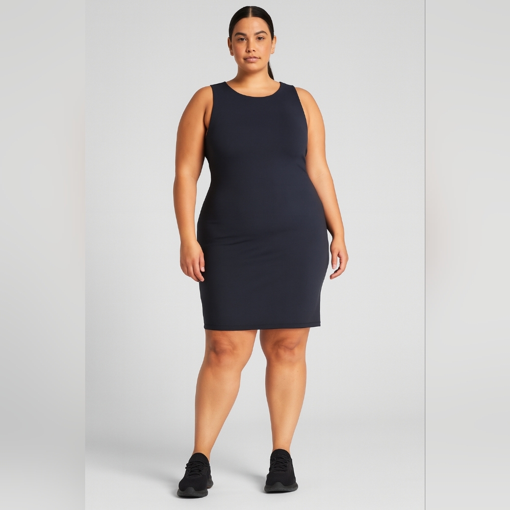 Madden NYC Black Body Contouring Ruched Dress – Size XXXL – Sleek Sculpting Fit